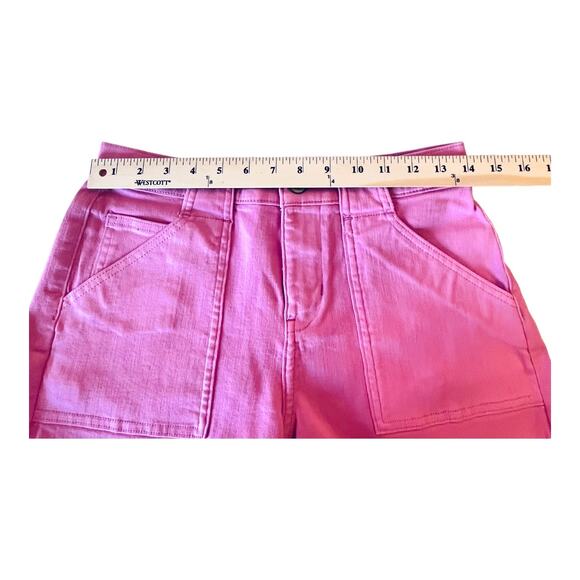 NEW Cosmic Blue Love Mid Rise Denim SHORT Womens 27/4 Pink Camelia Rose 5 Pocket - Picture 4 of 7